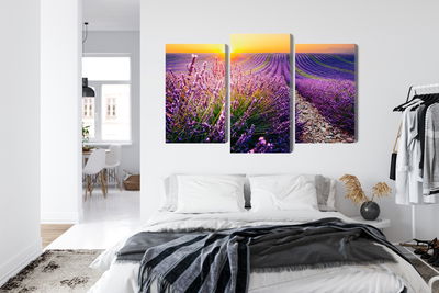 Ljuddämpande tavla - Lavender field at sunset 3d