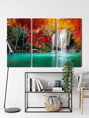 Ljuddämpande tavla - Cascade in the autumn forest