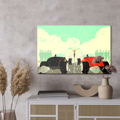 Ljuddämpande tavla - A retro car race