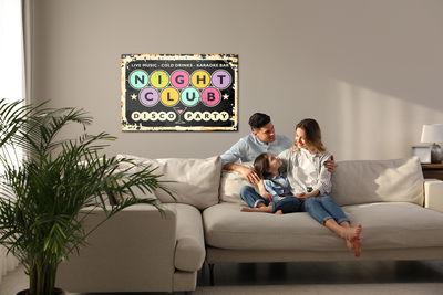 Ljuddämpande tavla - Retro disco club inscriptions