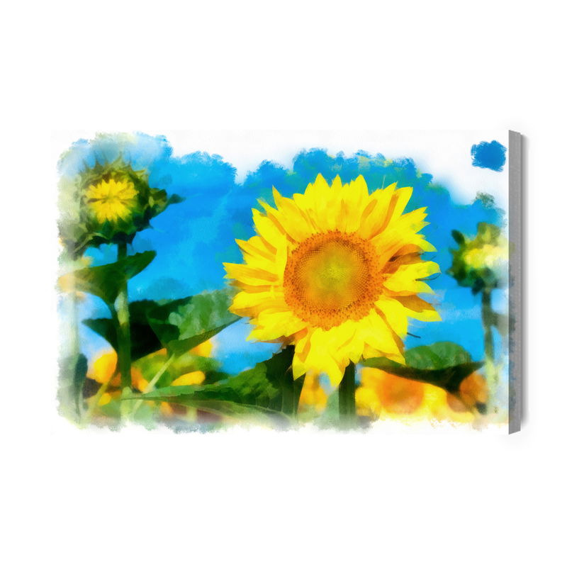 Ljuddämpande tavla - Sunflowers as if painted