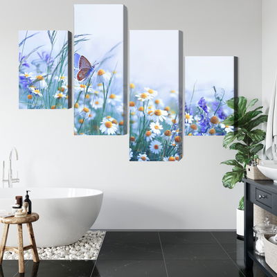 Ljuddämpande tavla - Butterfly and wildflowers