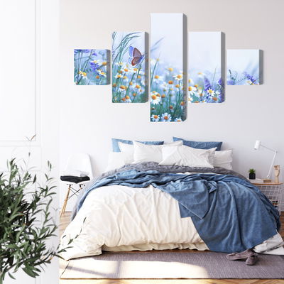 Ljuddämpande tavla - Butterfly and wildflowers