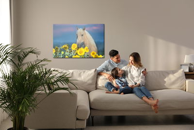 Ljuddämpande tavla - Horse and sunflowers