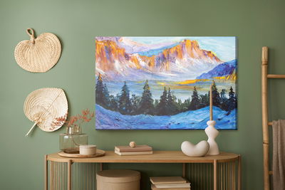 Ljuddämpande tavla - Painted mountain landscape