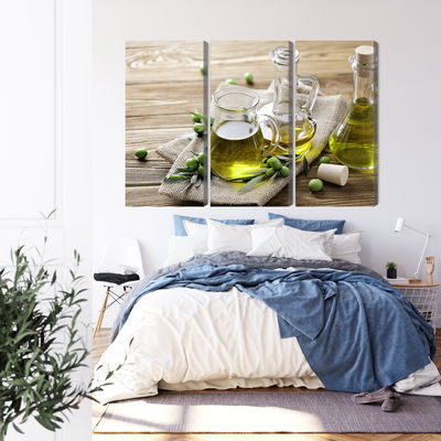 Ljuddämpande tavla - Olive oil with green olives