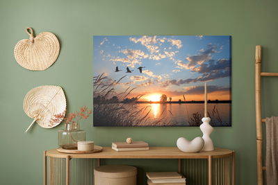 Ljuddämpande tavla - Birds at sunset