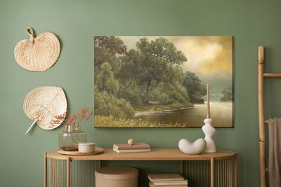 Ljuddämpande tavla - Forest landscape with a river