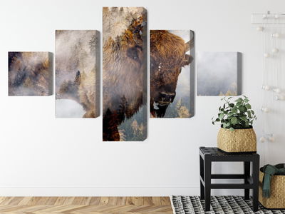 Ljuddämpande tavla - A bison on the background