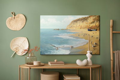 Ljuddämpande tavla - Seagulls beach and sea