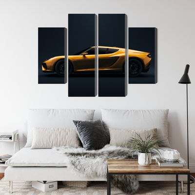 Ljuddämpande tavla - Yellow 3d sports car