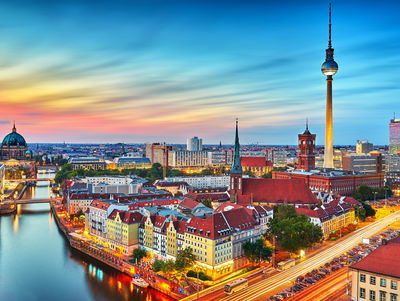 Ljuddämpande tavla - Colorful sky and berlin