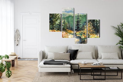 Ljuddämpande tavla - Forest landscape painted