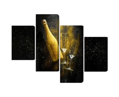 Ljuddämpande tavla - Golden bottle of champagne