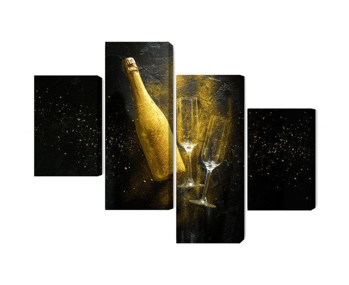 Ljuddämpande tavla - Golden bottle of champagne