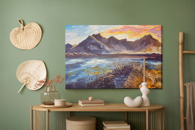 Ljuddämpande tavla - Painted mountain landscape