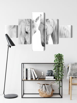 Ljuddämpande tavla - Two horses on a white