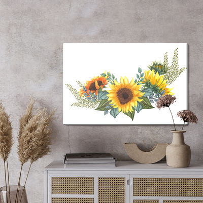 Ljuddämpande tavla - Sunflowers with leaves