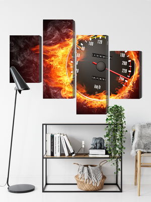 Ljuddämpande tavla - Speedometer in flames