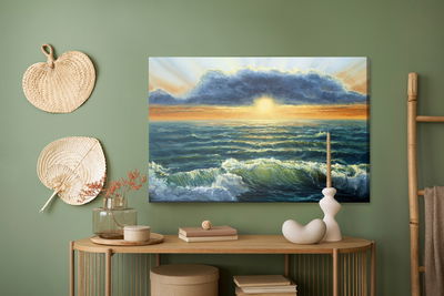 Ljuddämpande tavla - Sea waves and clouds