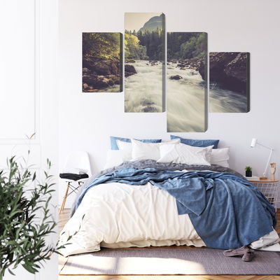 Ljuddämpande tavla - Mountain river in the forest