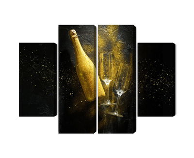 Ljuddämpande tavla - Golden bottle of champagne