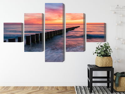 Ljuddämpande tavla - The baltic sea with wooden