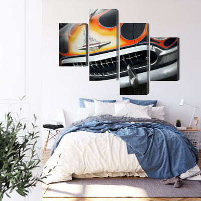 Ljuddämpande tavla - Historic car with flames