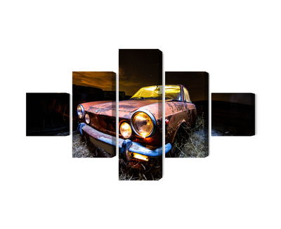 Ljuddämpande tavla - Old abandoned car 3d