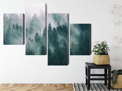 Ljuddämpande tavla - Fog in the green forest