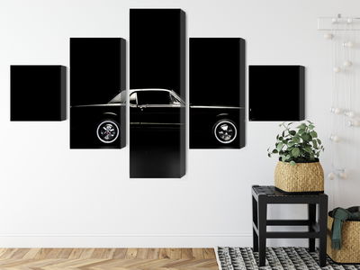 Ljuddämpande tavla - Black retro car on a dark