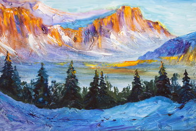 Ljuddämpande tavla - Painted mountain landscape