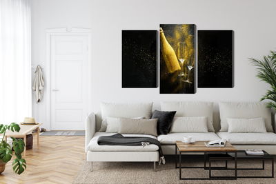 Ljuddämpande tavla - Golden bottle of champagne