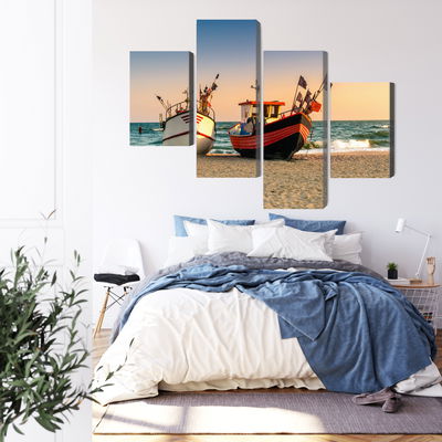 Ljuddämpande tavla - Fishing boats on the beach