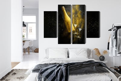 Ljuddämpande tavla - Golden bottle of champagne