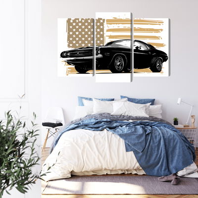 Ljuddämpande tavla - American muscle car with Usa