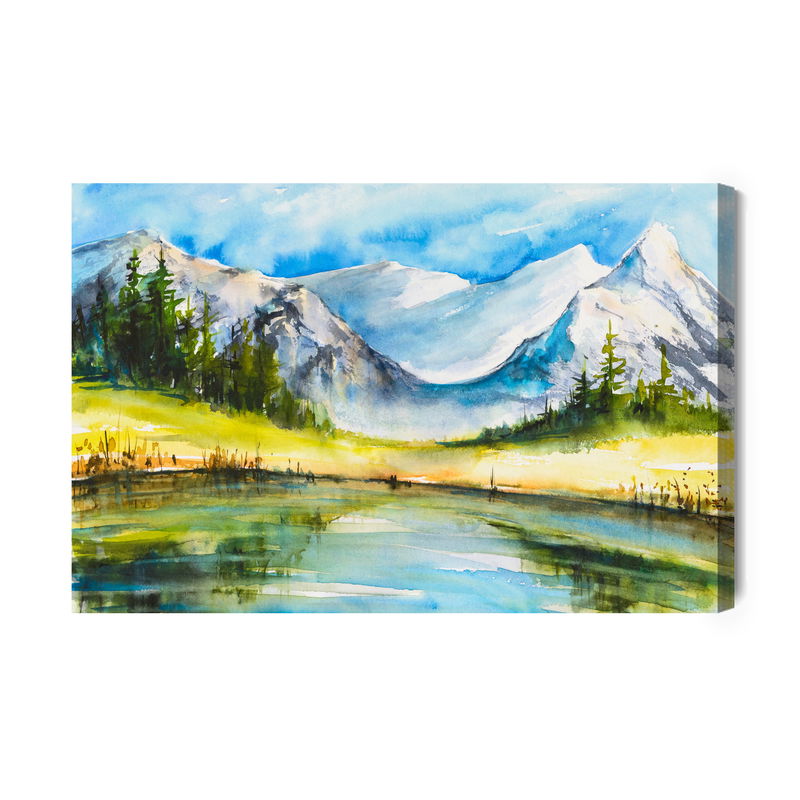 Ljuddämpande tavla - Mountain landscape painted