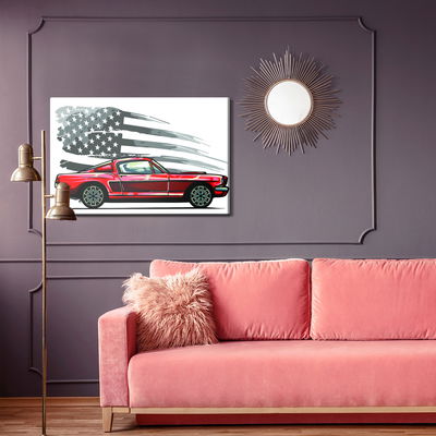 Ljuddämpande tavla - Sports car on a gray retro