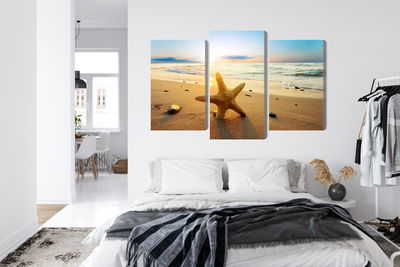 Ljuddämpande tavla - Starfish on the beach 3d