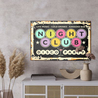 Ljuddämpande tavla - Retro disco club inscriptions