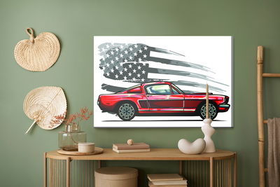 Ljuddämpande tavla - Sports car on a gray retro