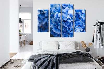 Ljuddämpande tavla - Blue hydrangea flowers close