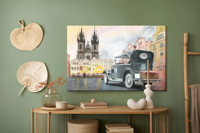 Ljuddämpande tavla - Downtown with old car