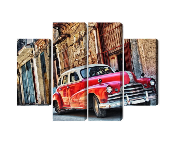 Ljuddämpande tavla - Old american car and havana