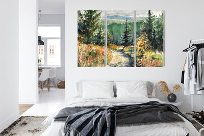 Ljuddämpande tavla - Forest landscape painted