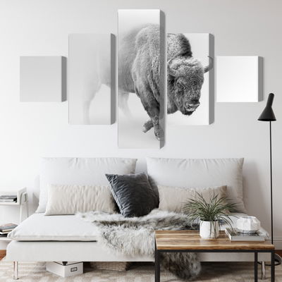 Ljuddämpande tavla - Bison in the fog 3d