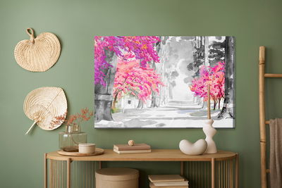 Ljuddämpande tavla - Cherry blossoms painted