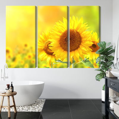 Ljuddämpande tavla - Blooming sunflowers 3d