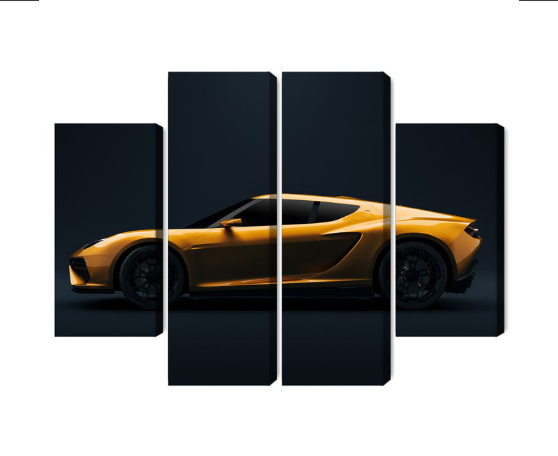 Ljuddämpande tavla - Yellow 3d sports car