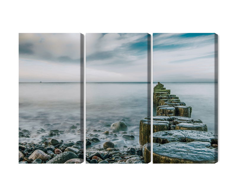 Ljuddämpande tavla - Rocky beach and 3d wooden